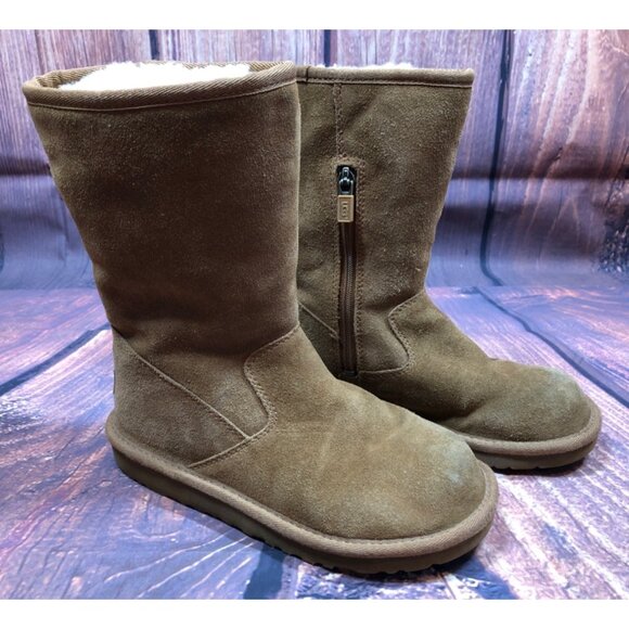 UGG Lil Sunshine #5948 Chestnut Side Zip Boots Girls 2 / 32 (m8e) - Picture 3 of 10